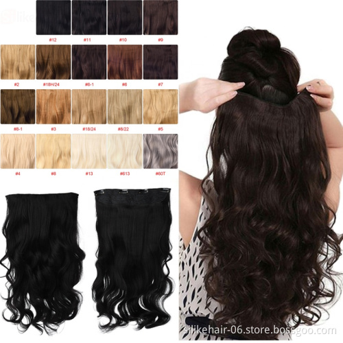 Customized 32inch Stretched Wavy Clip in Synthetic Hair Extensions Heat Resistant Fiber 4 Clips one Piece 21 Colors Available